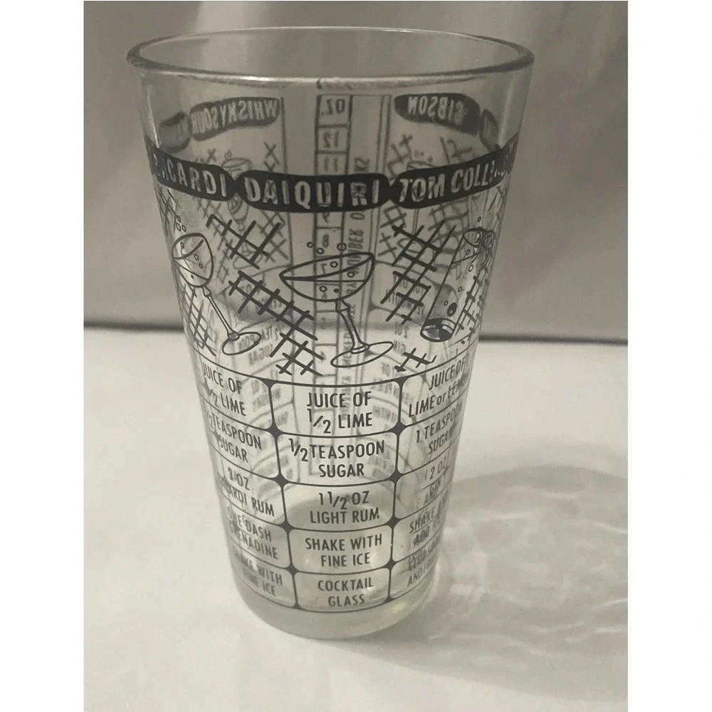 Vintage Federal Glass Barware Bartender Cocktail Mixed Drink Recipe Shaker Glass